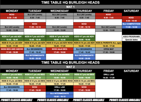 BJJ on the Gold Coast Classes Timetable - Southside BJJ Gold Coast